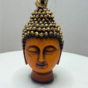 Gold-Tone Buddha Head Figurine - Decorative Accent